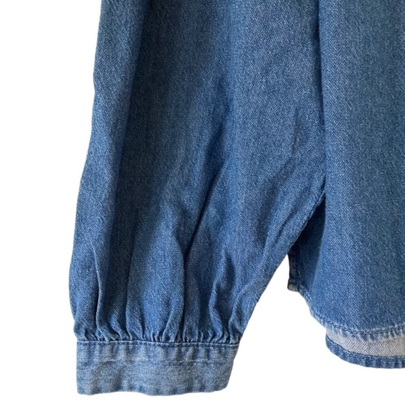 Unsubscribed Denim Pintuck Detailed Cotton Blouse Top NWT - Picture 5 of 10